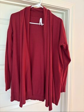 Open-Front Cranberry Cardigan Sweater